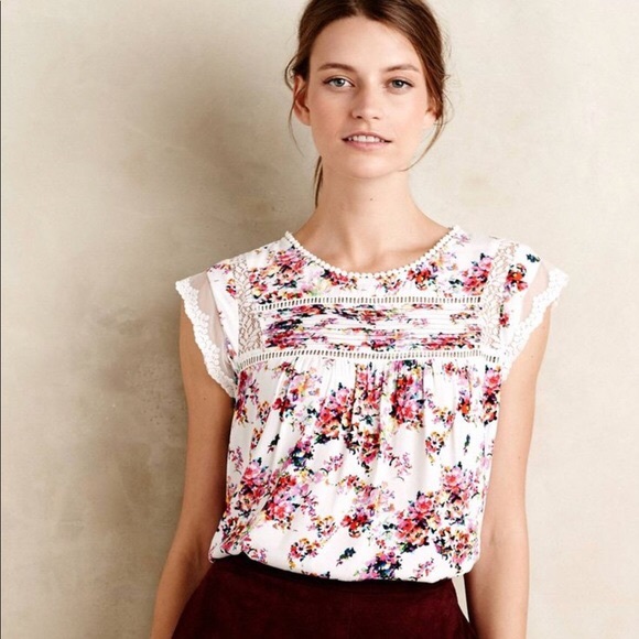 ANTHROPOLOGIE floral top M - Picture 4 of 4